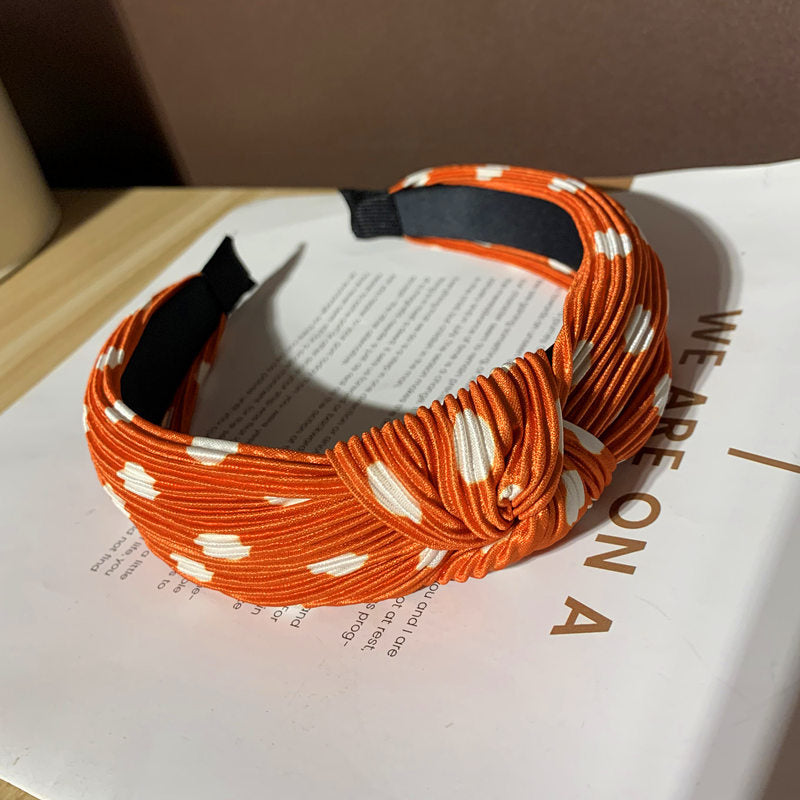 Wholesale Knotted Hairband Pleated Polka Dot Hair Band